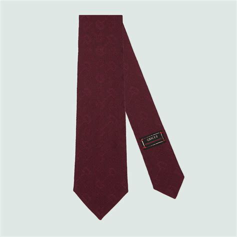 Horsebit jacquard cotton wool tie in burgundy 